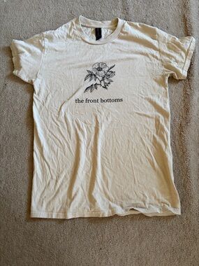 The Front Bottoms Cream Band Short Sleeve Tee with Black Floral Print